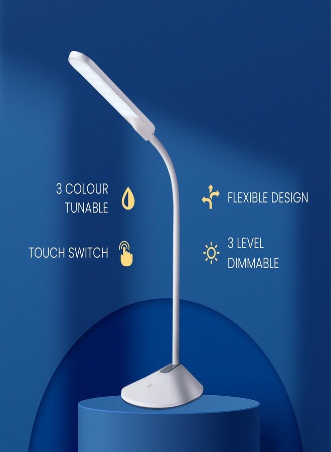 ماجيك مصباح طاولة دراسة MAGIK Scholar Sleek LED قابل لإعادة الشحن بقوة 6 واط | 3 أوضاع إضاءة (3000 كلفن - 4000 كلفن - 6500 كلفن) | خاصية التعتيم والتعديل | رقبة مرنة، محمول، مصباح مكتبي مريح للعين للأطفال والكبار | عبوة من قطعة واحدة - Image 2